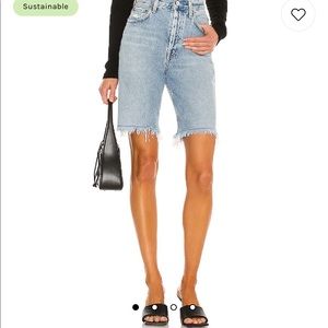 NWT AGOLDE '90s Pinch High Waist Frayed Hem Denim Shorts